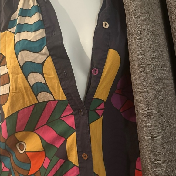 Carolina K- Valerie Pleated Kaftan Vibrant Multicolor Midi Dress Size Small - Picture 8 of 8